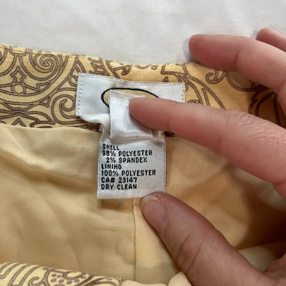 Talbots Yellow Velvet Y2K Ornate Pattern High Waist Pants | Size 6 - Picture 5 of 9